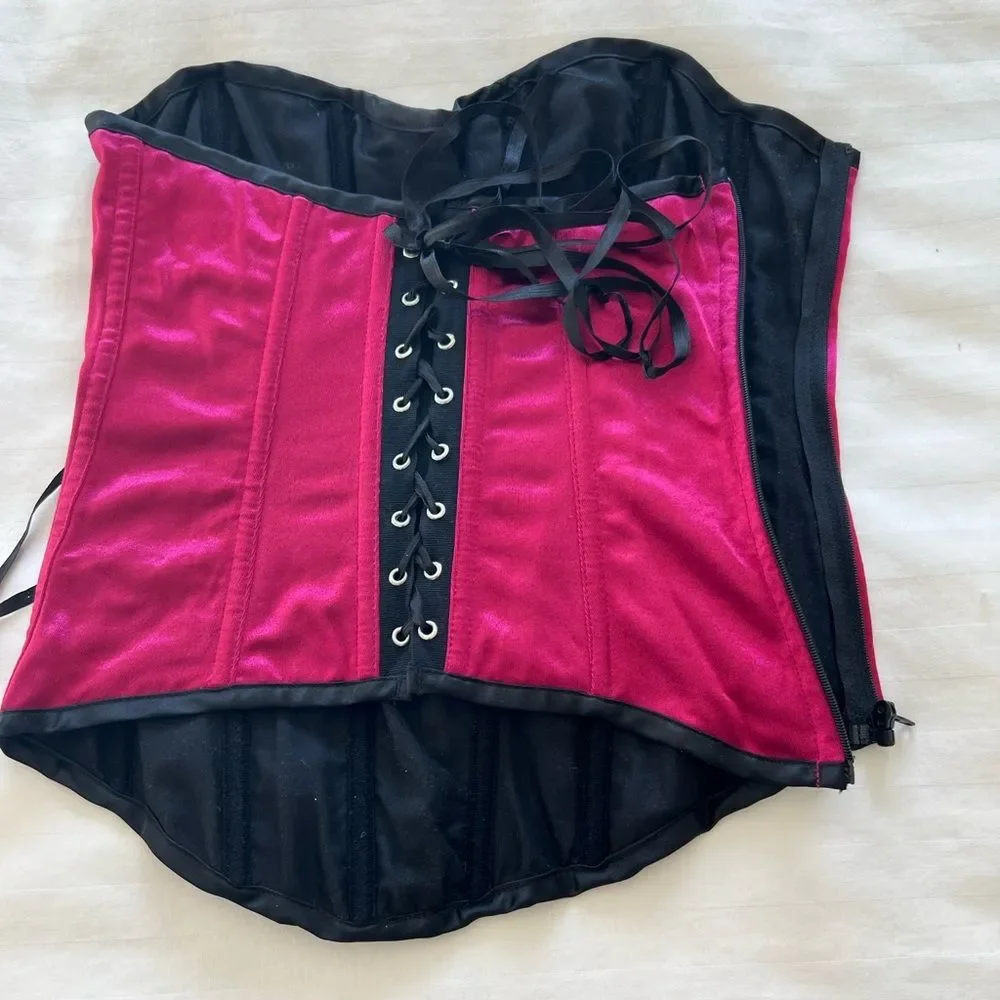 Velour Corset and Matching Thong Panties Set XS